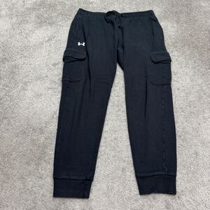 Under Armour Cargo Jogger Pants Mens XL Black Fleece Elastic Waist Drawstring